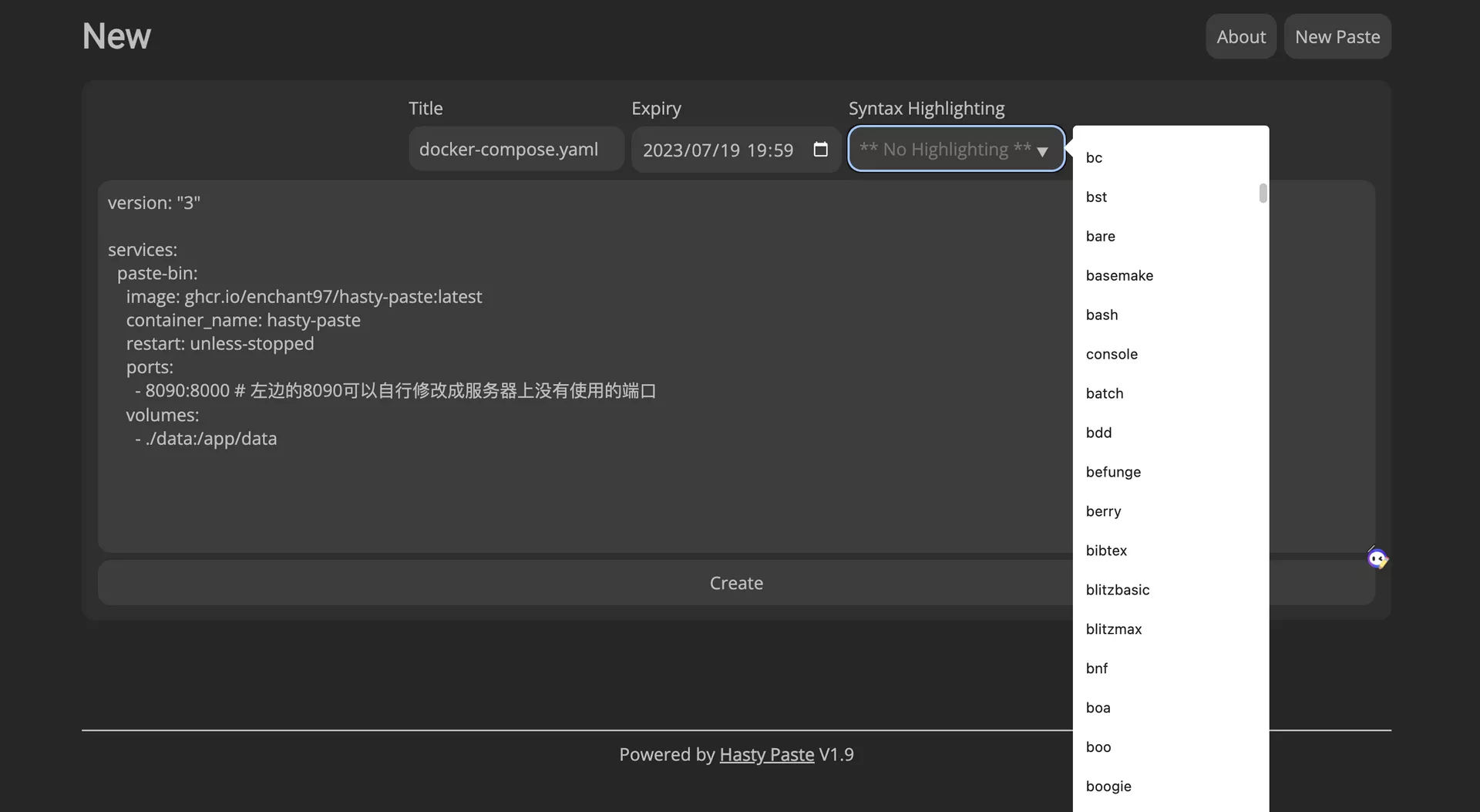 【好玩儿的Docker项目】5分钟搭建一个又小又快的文本、代码粘贴工具—— Hasty Paste